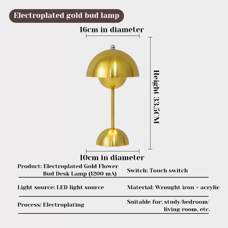 LED Mushroom & Flower Bud Desk Lamp with USB Charging, Touch Control, Kids Room Decor - BsBuy