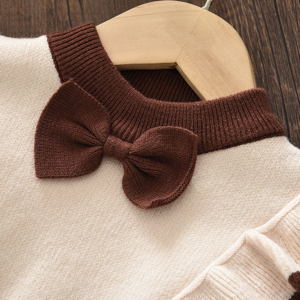 Charming Knitted Sweater and Pleated Skirt Set for GirlsSpring and Autumn Fashion Two-Piece Princess Dress Outfit - BsBuy