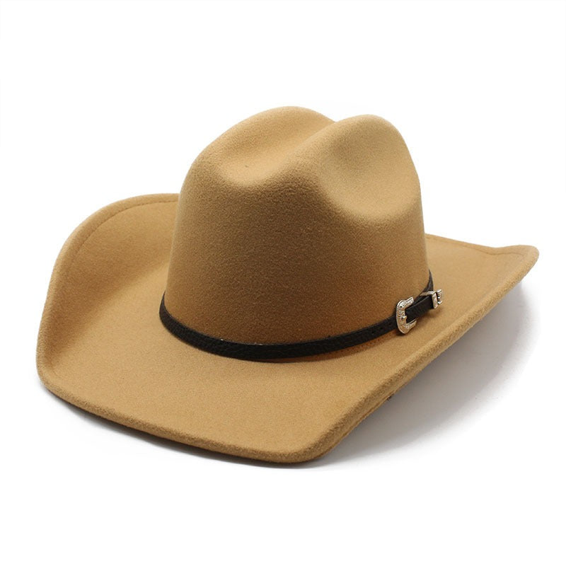 Luxury Wool Cowboy Top Hat — Wide Brim Rolled Eave Unisex Hat | 4 Colours | Size M - BsBuy