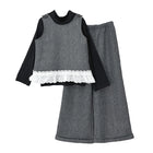 Chic Wool Vest Set for Girls - Long Sleeve Top  Autumn Fashion 3-Piece Outfit - BsBuy