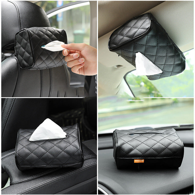 Luxury Leather Car Hanging Tissue Box – Stylish Car Organiser