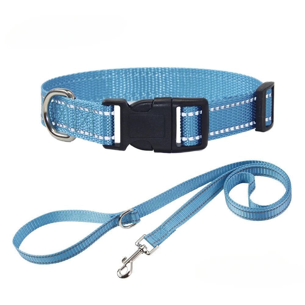 Nylon Dog Collar & Leash Set — Vibrant Colours for Small, Medium & Large Dogs - BsBuy