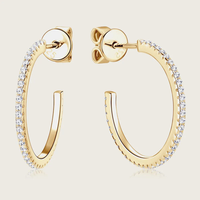 Moissanite C-Hoop Earrings — S925 Sterling Silver | D Colour VVS1 | Architectural Elegance - BsBuy