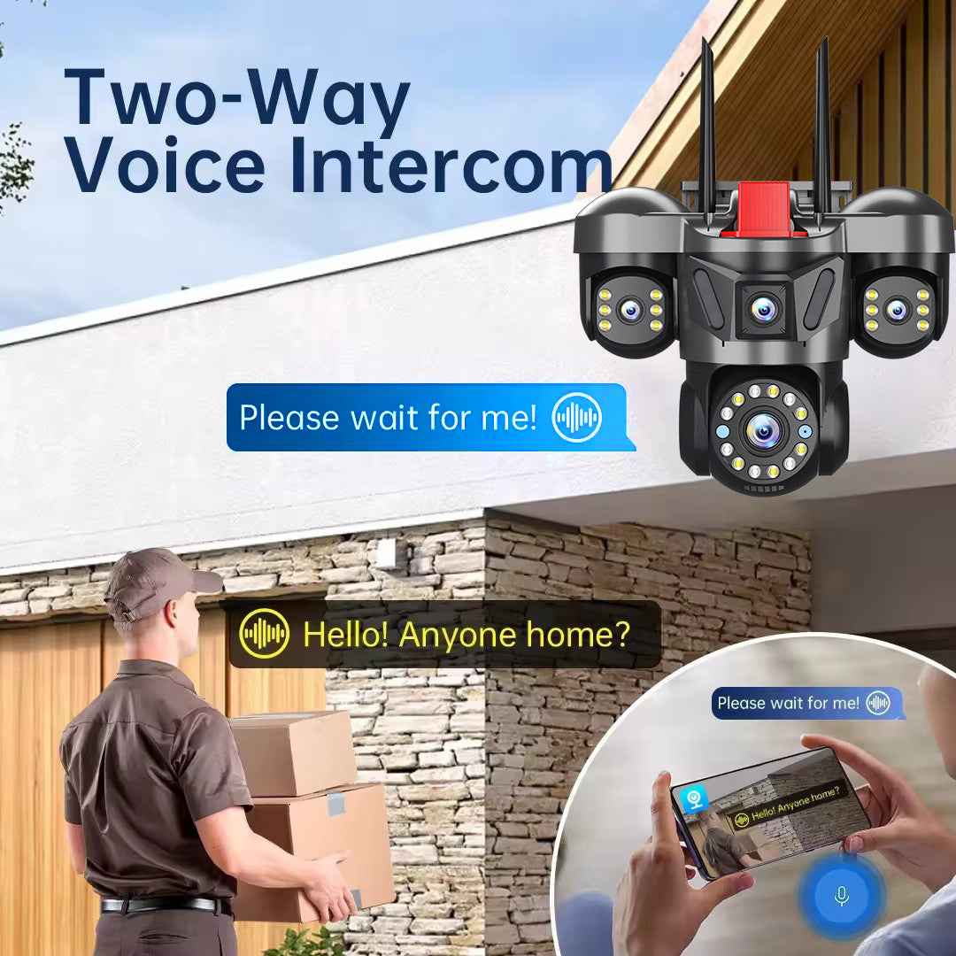6MP Triple Lens Triple View Security Camera Wireless WiFi Outdoor HD Surveillance Camera for Home Remote Monitoring - BsBuy