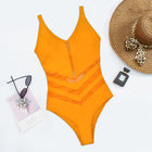 Women's Bikini Mesh Splice One-Piece Swimsuit Backless Sexy - BsBuy