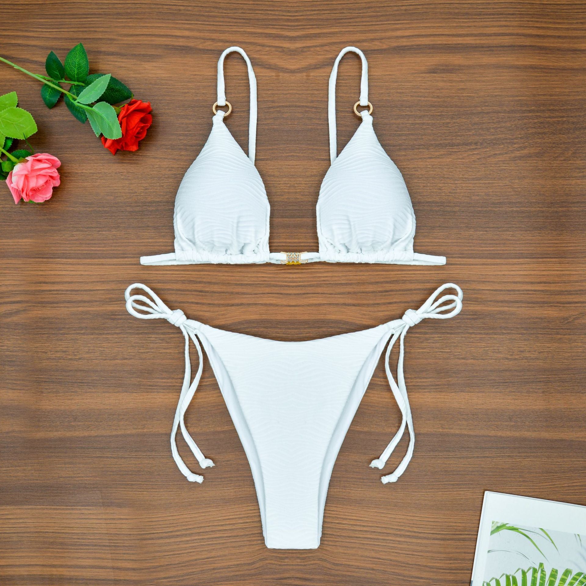 Three-Piece Tied Solid Color Export Bikini Sexy Swimwear Women - BsBuy