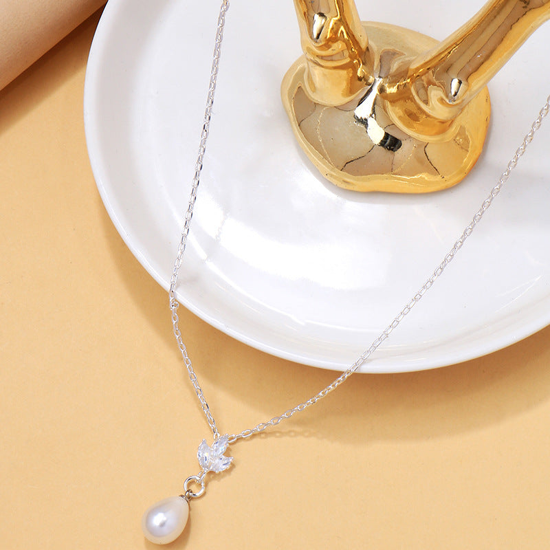 Pearl zircon collarbone chain - BsBuy