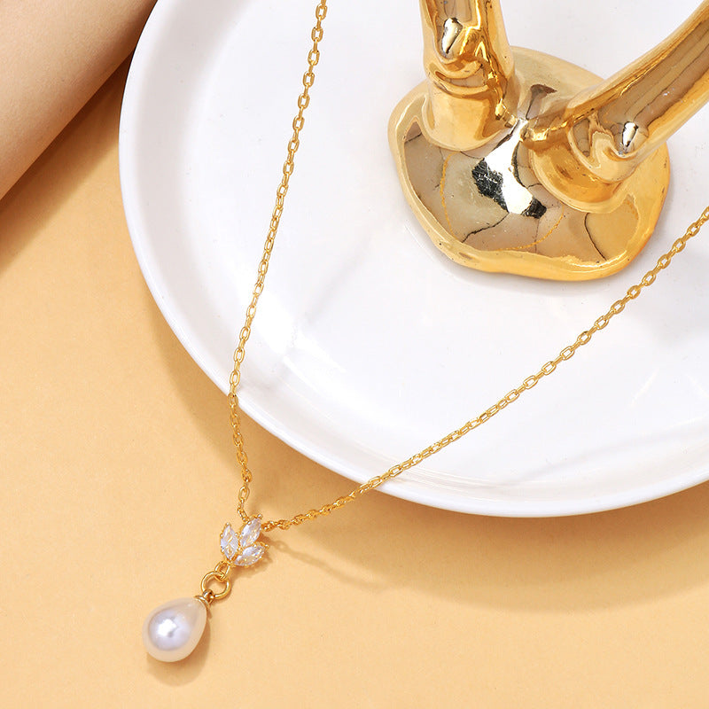Pearl zircon collarbone chain - BsBuy
