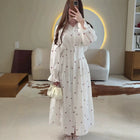 BsBuy Women's Long-Sleeve Lapel Button-Front Floral Midi Dress | A-Line | S–XXL
