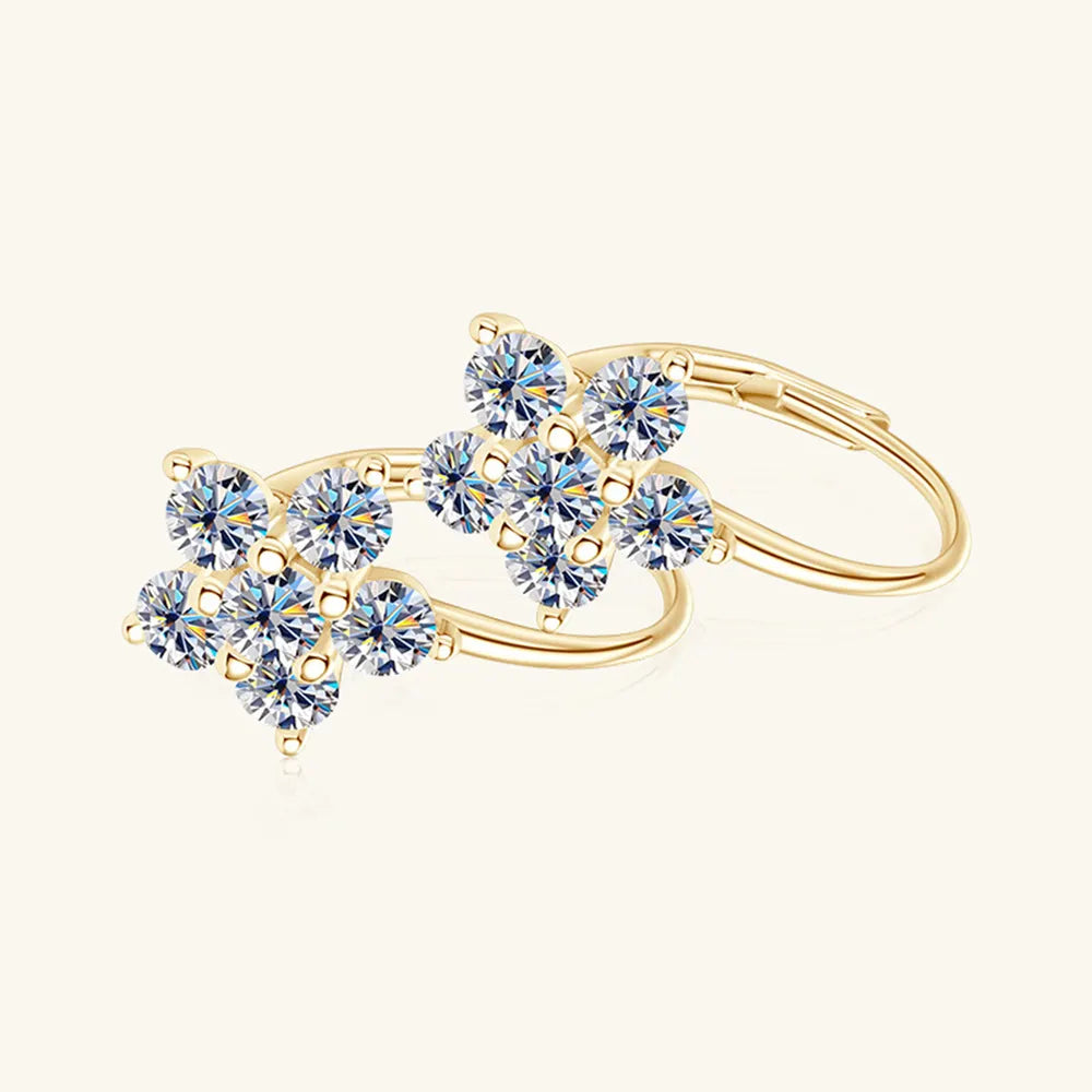 1.2 Carat Moissanite Flower Huggie Earrings — S925 Sterling Silver | D Colour VVS1 Clarity - BsBuy