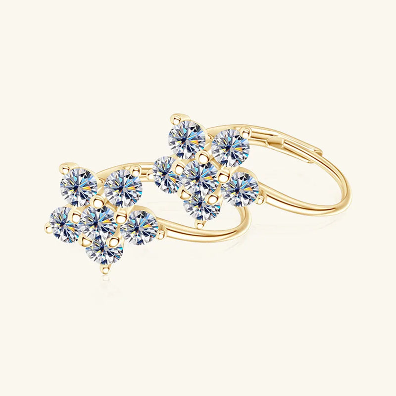 1.2 Carat Moissanite Flower Huggie Earrings — S925 Sterling Silver | D Colour VVS1 Clarity - BsBuy