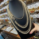 Lucky Number 5 Triple-Layer Pearl & Diamond Necklace — Copper O-Chain Geometric Pendant | Light Luxury