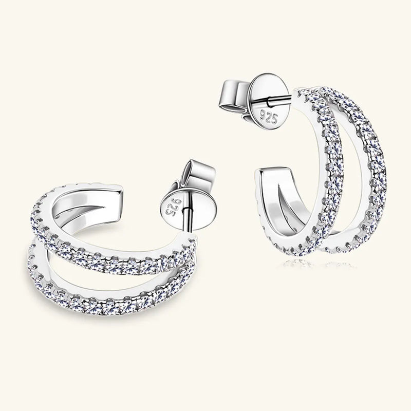 Moissanite 925 Sterling Silver C-Hoop Earrings - BsBuy