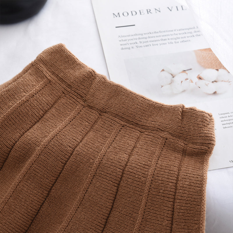 Cute Girl Knit Sweater Set with 3D Flower Round Neck Cardigan and Short Skirt, Two-Piece Outfit for Autumn and Winter - BsBuy