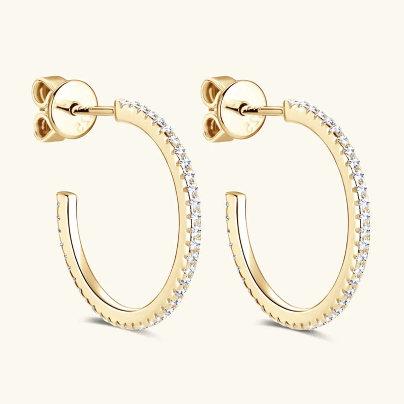 Moissanite C-Hoop Earrings — S925 Sterling Silver | D Colour VVS1 | Architectural Elegance - BsBuy