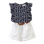 Style Spring Summer New  Girls' Floral Sleeveless T-Shirt with Shorts Fresh Set - BsBuy