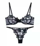 Sexy lingerie embroidery flower women's perspective mesh bra sexy bra underwear set - BsBuy