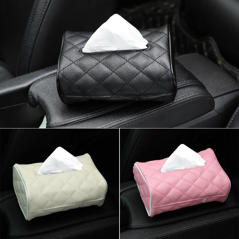 Luxury Leather Car Hanging Tissue Box – Stylish Car Organiser
