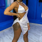 One-Shoulder Bra Mini Dress — Asymmetric Long Sleeve | Night Club & Party Wear | Black, White & Yellow - BsBuy