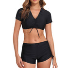 Short Sleeve High Waist Bikini Set – Elegant Separated Swimwear for Women - BsBuy