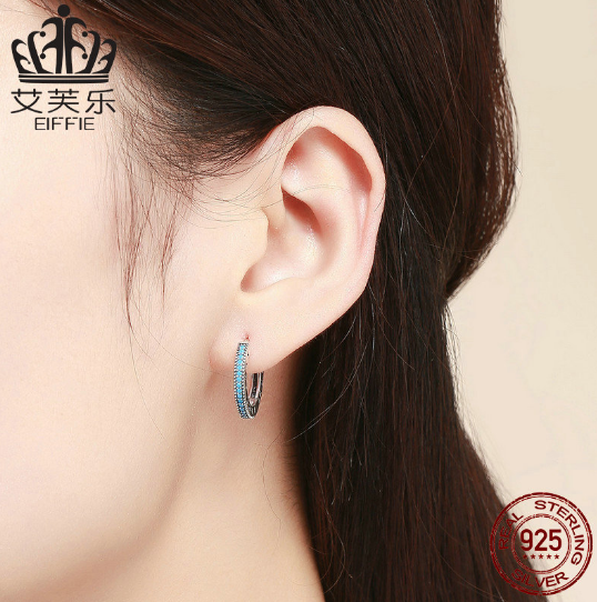 S925 Sterling Silver Blue Turquoise Earrings for Women — Dainty Sparkle Stud Earrings - BsBuy
