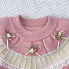 Cute Knit Dress for Girls with Flower Pattern, Long Sleeve Pullover Princess Style Casual Wear - BsBuy
