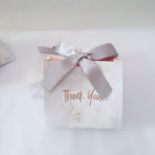 Marbled European-Style Wedding Gift Bag — Luxury Paper Favour Box with Grey Ribbon - BsBuy