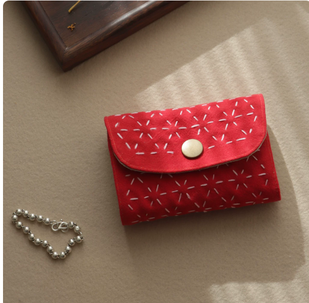 Accordion Coin Purse Handmade Embroidered Vintage Artistic - BsBuy