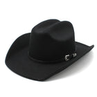 Luxury Wool Cowboy Top Hat — Wide Brim Rolled Eave Unisex Hat | 4 Colours | Size M - BsBuy