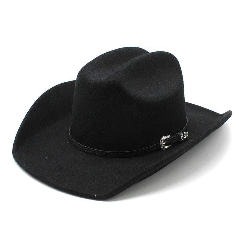 Luxury Wool Cowboy Top Hat — Wide Brim Rolled Eave Unisex Hat | 4 Colours | Size M - BsBuy