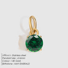 Birthstone Zircon Necklace Pendant — Stainless Steel Round Charm | 12 Months | Gold & Steel - BsBuy