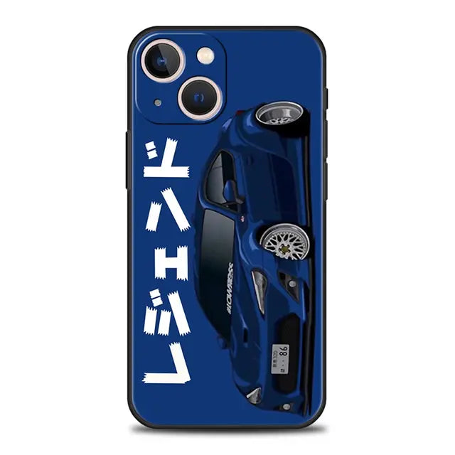 Luxury Phone Case For iPhone 11 12 13 15 14 Pro Max X XR XS 7 8 Plus SE 2020 Black Soft Cover Funda JDM Tokyo Drift Sports Car - BsBuy