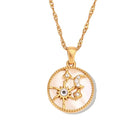 Celestial Sun Moon Stars Shell Pendant Necklace — Titanium Steel & Stainless Steel | Black & White - BsBuy