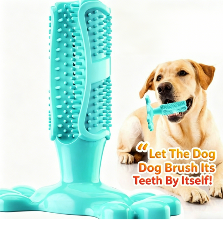 Pet Dog Toy Dental Brush Teeth Cleaning Elastic Rubber Chew Toy - BsBuy