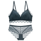 Ultra-Thin Cotton Lace Bra & Panty Set — Embroidery Lingerie | Wire-Free | Black, Blue, Brown & White - BsBuy