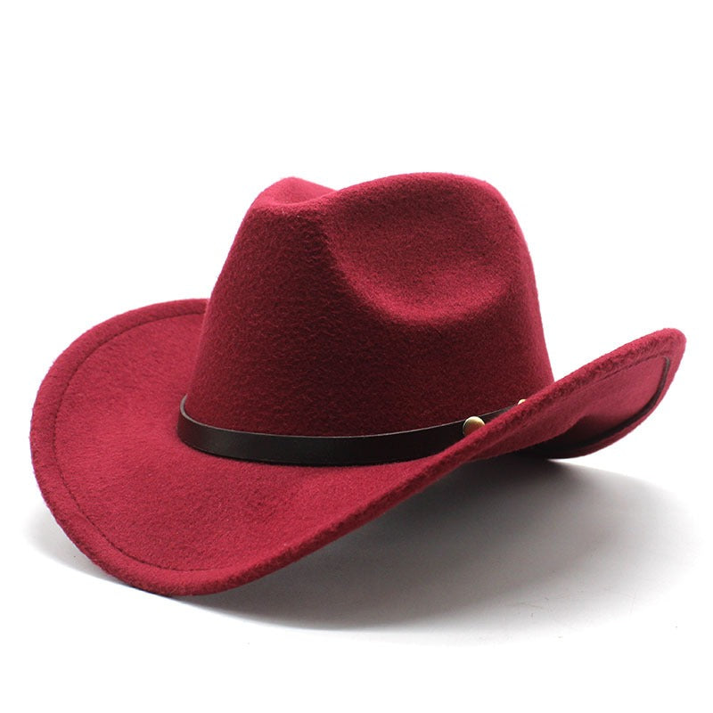 Western Wide-Brim Jazz Hat — Felt & Satin Unisex Cowboy Hat | 8 Colours | One Size - BsBuy