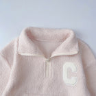Fall Winter  Girls' Simple Letter Fleece High Neck Coat and Long Pants Two-Piece Set - BsBuy