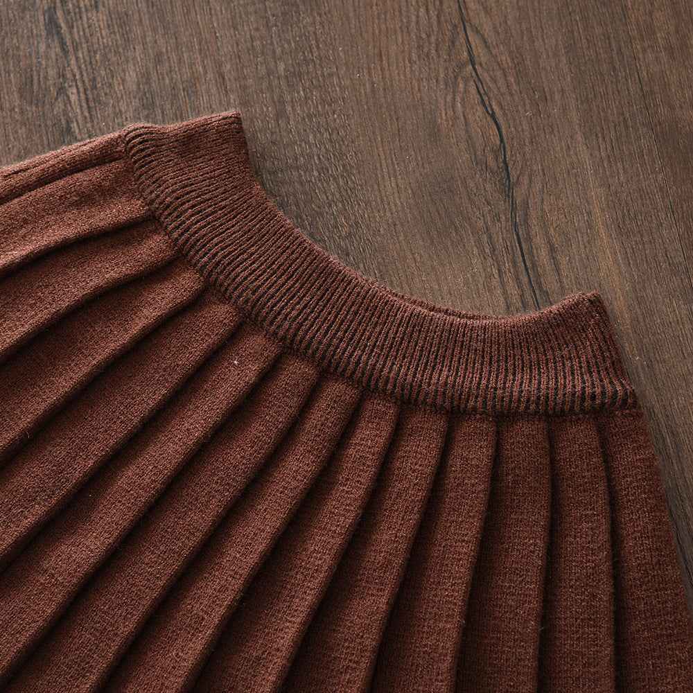 Charming Knitted Sweater and Pleated Skirt Set for GirlsSpring and Autumn Fashion Two-Piece Princess Dress Outfit - BsBuy