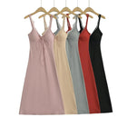 Long dress with bra pads lace trim and straps - BsBuy