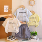 Boys' Summer Casual Short Sleeve Two-Piece Set | Cotton Letter Print