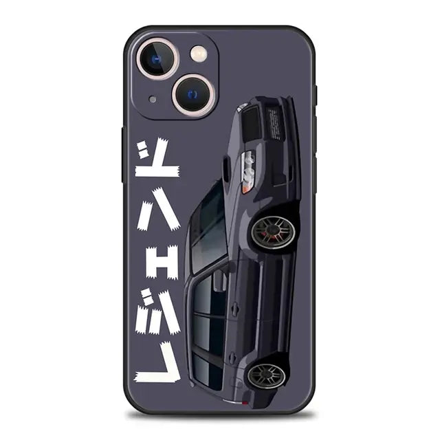 Luxury Phone Case For iPhone 11 12 13 15 14 Pro Max X XR XS 7 8 Plus SE 2020 Black Soft Cover Funda JDM Tokyo Drift Sports Car - BsBuy
