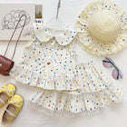 Cute Polka Dot Outfit for Girls, Baby Doll Collar Sleeveless Top with Layered Skirt Two-Piece Set, Fashionable Casual Wear - BsBuy