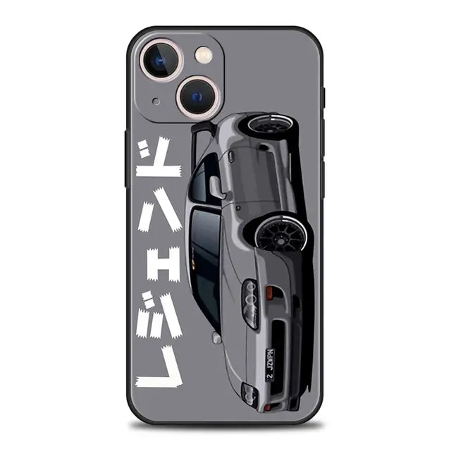 Luxury Phone Case For iPhone 11 12 13 15 14 Pro Max X XR XS 7 8 Plus SE 2020 Black Soft Cover Funda JDM Tokyo Drift Sports Car - BsBuy