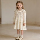 Girls' Dress Spring Autumn New French Lace Trim Large Turn-Down Collar Long Sleeve Princess Dress Children's Clothing - BsBuy