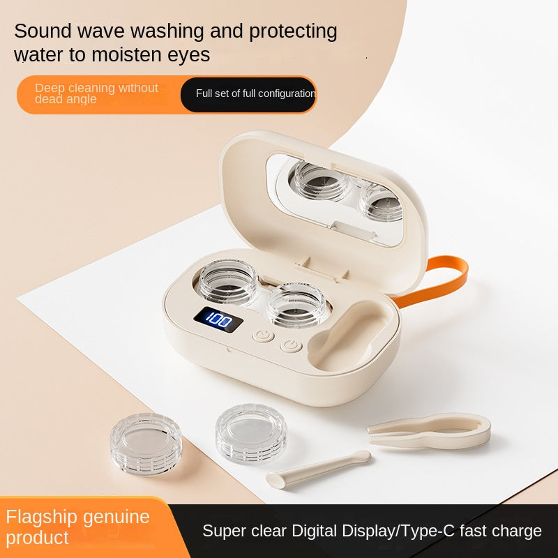 Charging Contact Lens Cleaner, High-Frequency Ultrasonic Automatic Cleaning Case - BsBuy