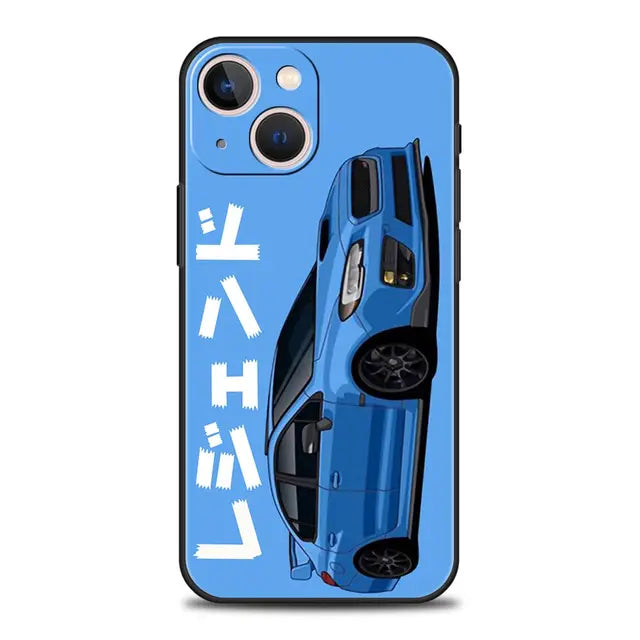 Luxury Phone Case For iPhone 11 12 13 15 14 Pro Max X XR XS 7 8 Plus SE 2020 Black Soft Cover Funda JDM Tokyo Drift Sports Car - BsBuy