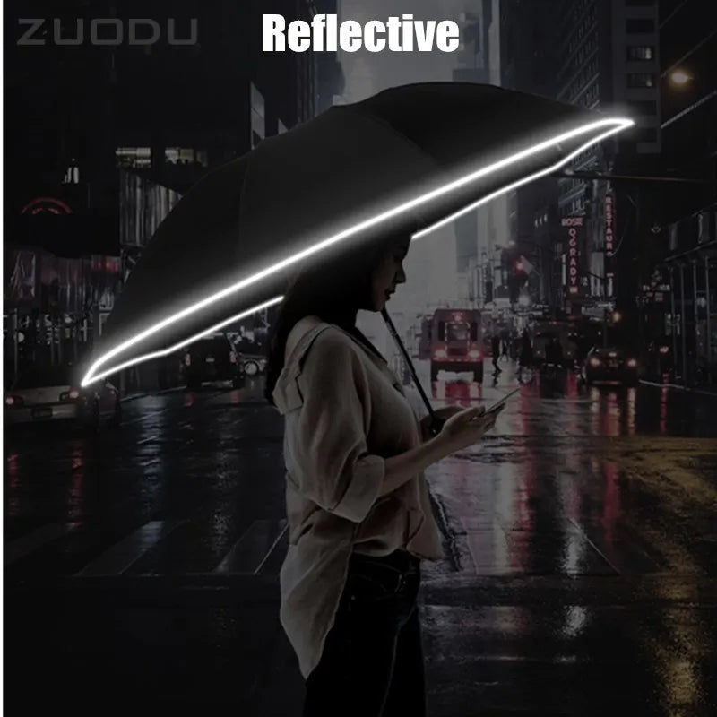 ZUODU Automatic Windproof Reverse Umbrella — Men's Business Folding Umbrella | Optional LED Light | 23 Colours - BsBuy