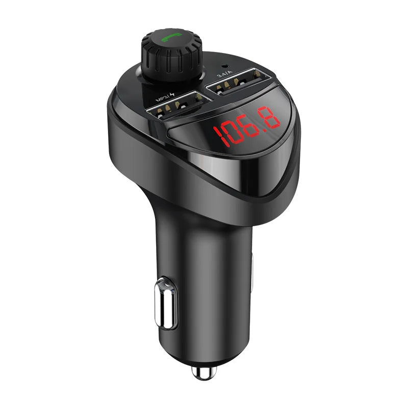 KUULAA Car Charger FM Transmitter Bluetooth Car Audio MP3 Player TF Card Car Kit 3.4A Dual USB Car Phone Charger For Xiaomi Mi - Black