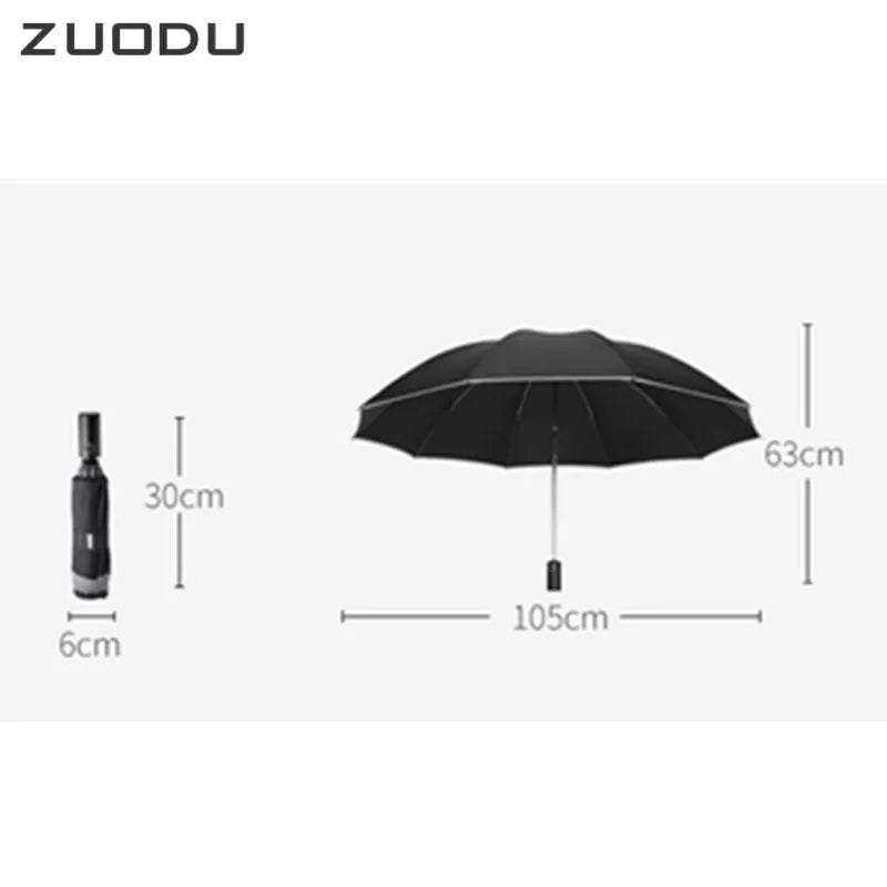 ZUODU Automatic Windproof Reverse Umbrella — Men's Business Folding Umbrella | Optional LED Light | 23 Colours - BsBuy