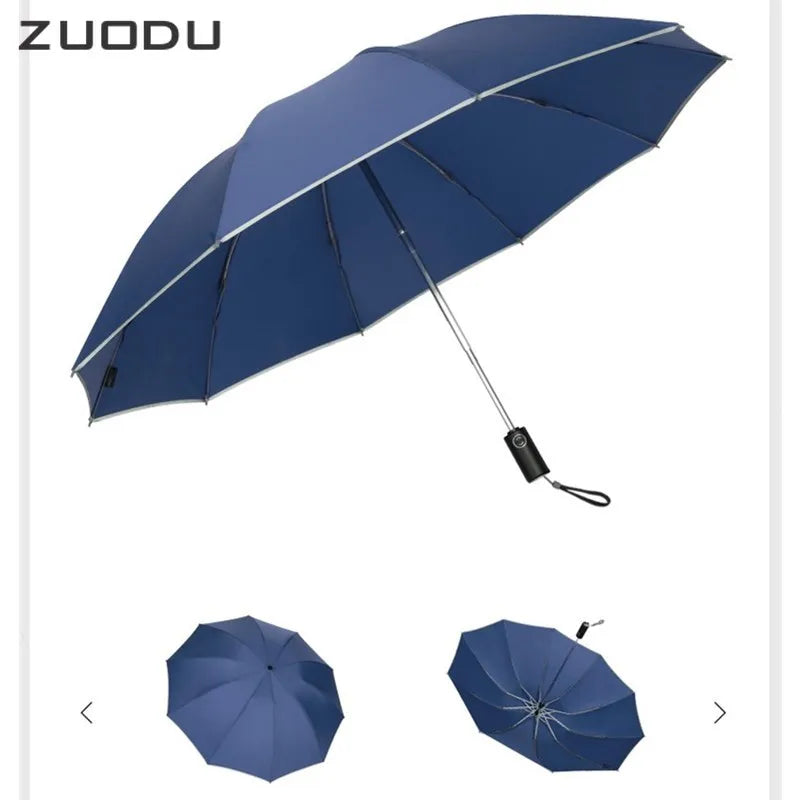 ZUODU Automatic Windproof Reverse Umbrella — Men's Business Folding Umbrella | Optional LED Light | 23 Colours - BsBuy